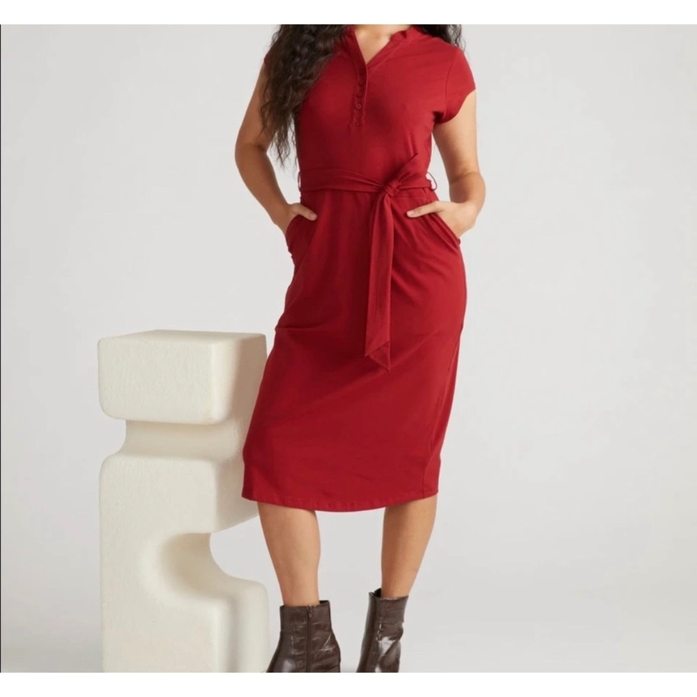 Universal Standard Jersey Tie‎ Travel Dress 4XXS(00-0) Pima Cotton Rich Soil